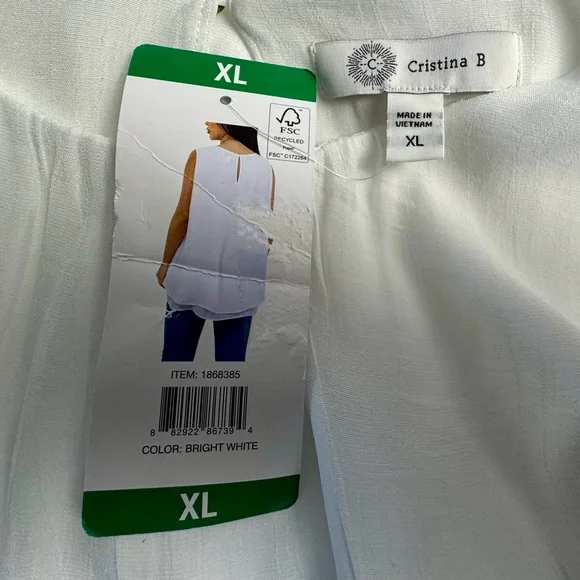 Cristina B Women's Sleeveless Blouse, White, XL
Christina Elegant White Top - Picture 11 of 11